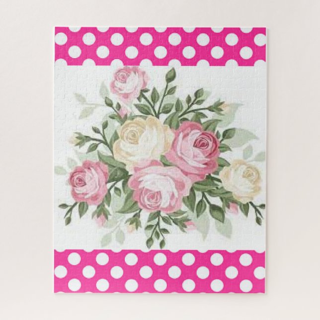 Puzzles Pois Rose, Fleurs Floral (Vertical)