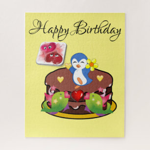 Puzzles Poisson Coeurs de pingouins Joyeux Anniver