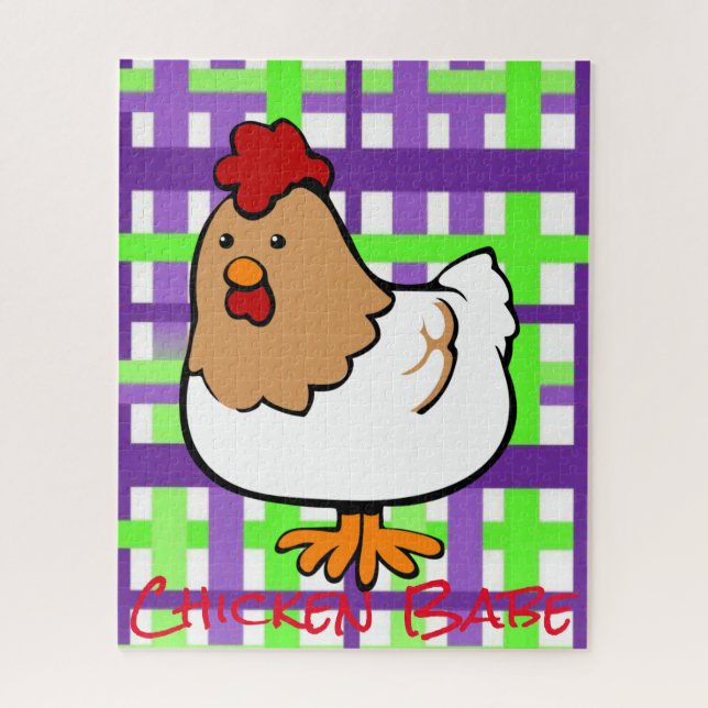 Puzzles Poulet Vert pourpre Plaid (Vertical)