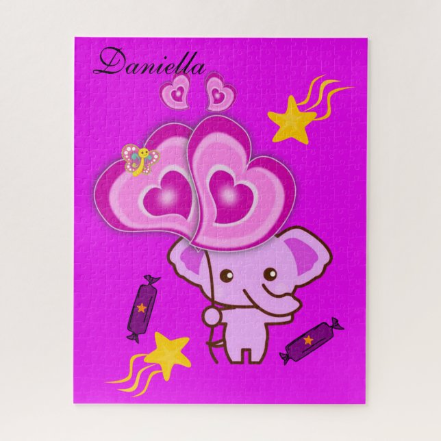 Puzzles Purple Elephant Coeurs papillons (Vertical)