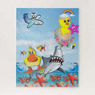 Puzzles Rainbow Sky Ocean Shark Canards Chat