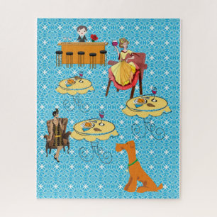 Puzzles Rétro Femme Dinning Chien