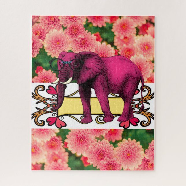 Puzzles Rosa Elephant Bloral (Vertikal)