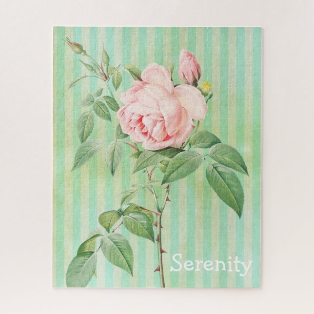 Puzzles Rose Floral Vert & Blanc Bande (Vertical)