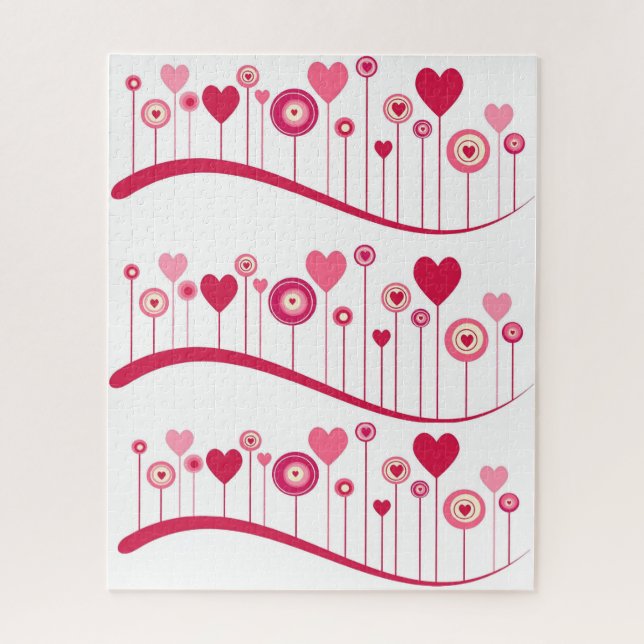 Puzzles Rose Red Hearts Heureuse Sainte-Valentin (Vertical)
