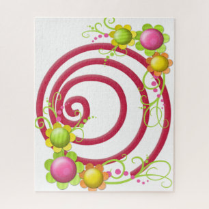 Puzzles Rot & Weiß Swirl Floral Blumen 