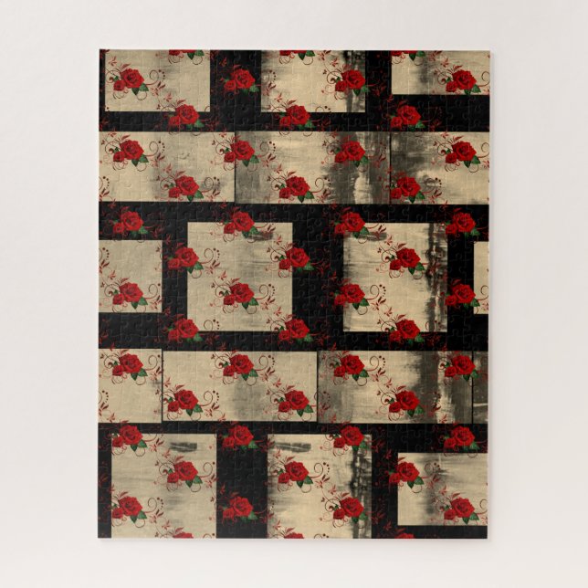 Puzzles Rote Rose (Vertikal)