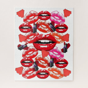 Puzzles Roter Lipstick Lippen