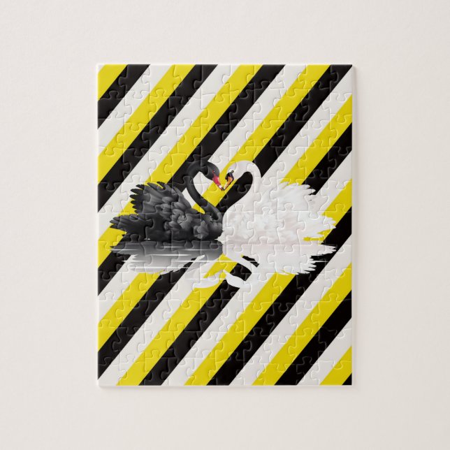 Puzzles Schwarz-Gelb-Weiße Stripe Swans (Vertikal)