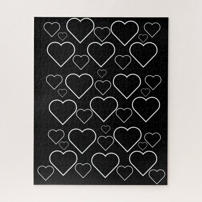 Puzzles Schwarz-weiß Hearts (Vertikal)