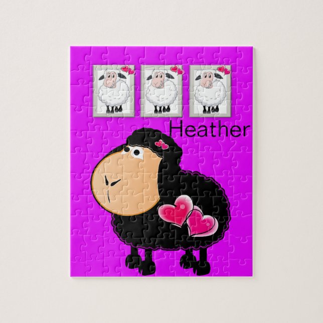 Puzzles Sheep Pink Herz Lila (Vertikal)