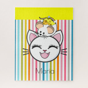 Puzzles Stripe Chat Souris Fromage