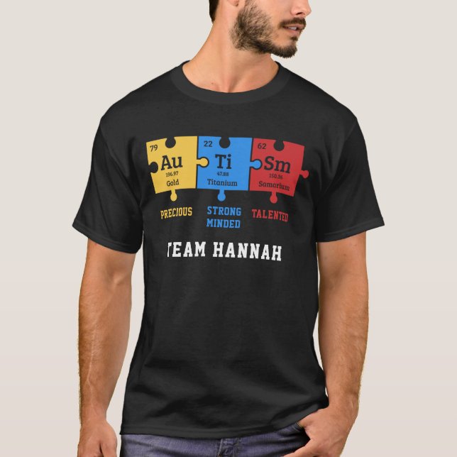 Puzzles-Team für personalisierte Autismus-Chemieel T-Shirt (Vorderseite)