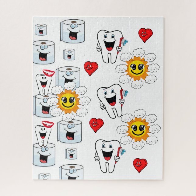 Puzzles Toilettes Papier Dents Toothbrush Coeurs S (Vertical)