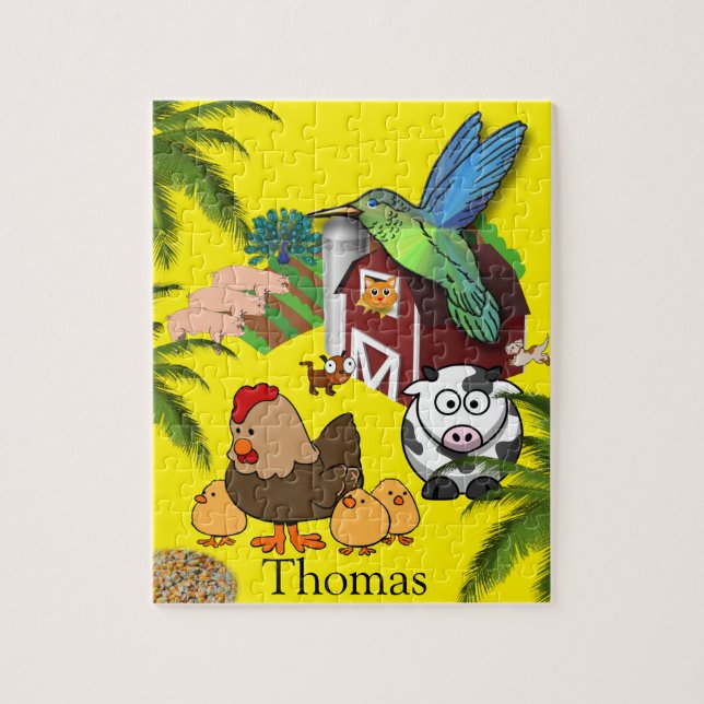 Puzzles Vache Poulets Oiseau Kitten Chien (Vertical)