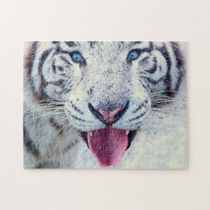 Puzzles von Wilden Tieren, Naher Weißer Tiger