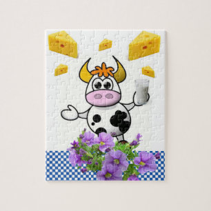Puzzles Weiß und Blauer Karierter Kuhmilchkäse