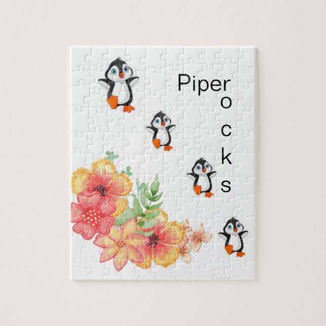 Puzzles Weiße Pinguine Blume (Vertikal)