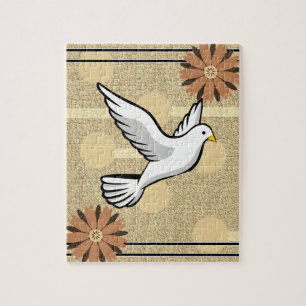 Puzzles Weiße Taube Beige Kreise