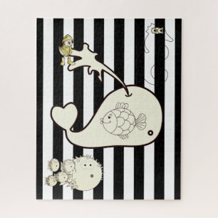 Puzzles Whales Schwarze und Weiße Streifen