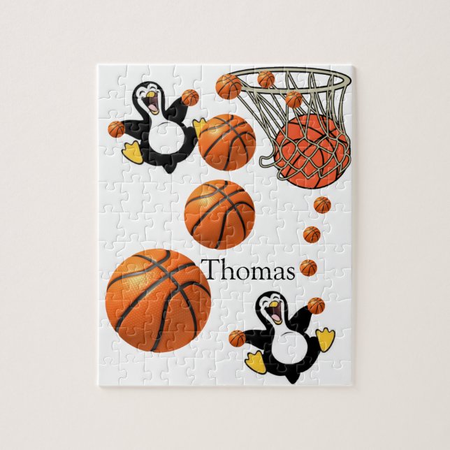 Puzzles White and Black Penguin Basketball Court (Vertikal)