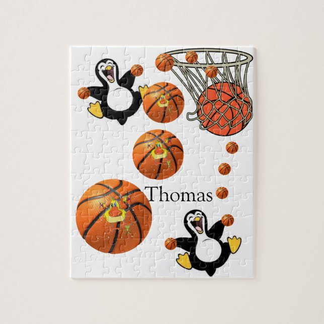 Puzzles White and Black Pinguin Basketball Court (Vertikal)