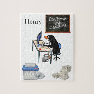 Puzzles White and Black Pinguin Deadline Office