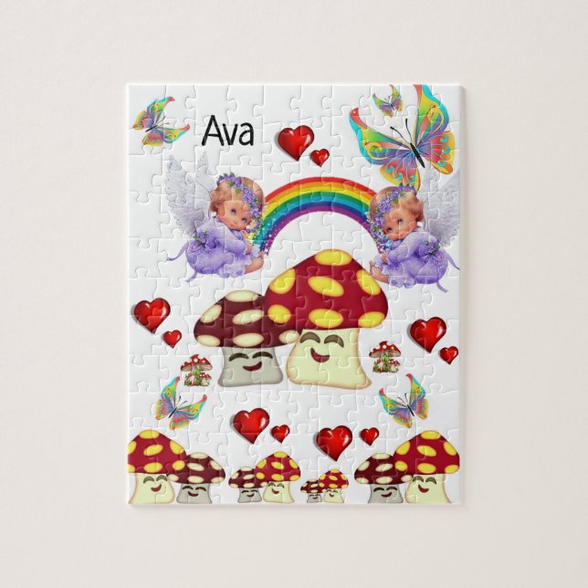 Puzzles White Angel Mushrooms Butterfly (Vertikal)