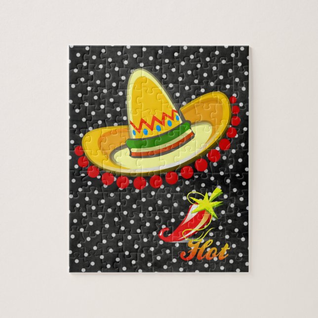Puzzles White Black Punkt Sombrero Paprikaschoten (Vertikal)