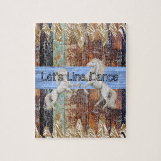Puzzles Wood White Horse Let's Line Tanz