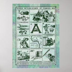 Puzzlespiel-Bild-Namen-Druck Poster