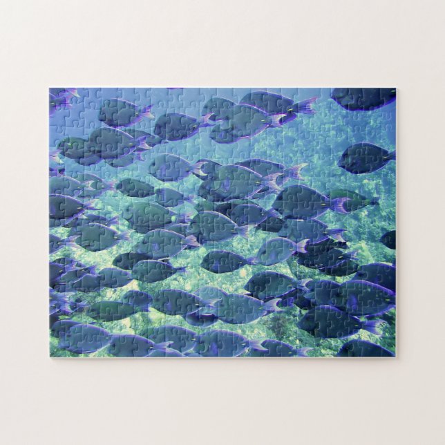 Puzzlespiel-Blau-Fische (Horizontal)