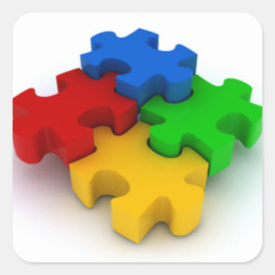 Puzzlespiel des Autismus-Bewusstseins-3D bessert Quadratischer Aufkleber