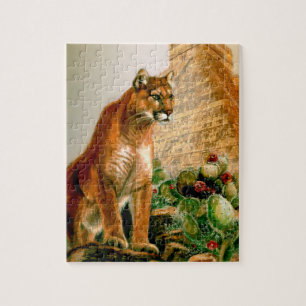 Puzzlespiel eines Pumas auf dem Mayatempel
