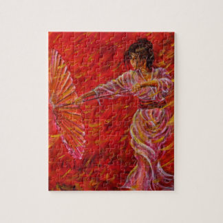 Puzzlespiel - Geisha, die Nik Helbig malt
