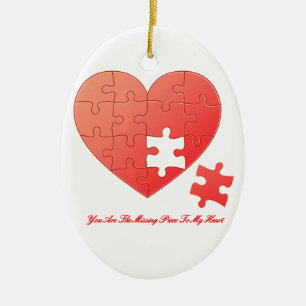 Puzzlespiel-Herz mit Stück und Zitat Keramik Ornament