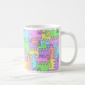 Puzzlespiel-Katzen "Regenbogen flaumig " Kaffeetasse