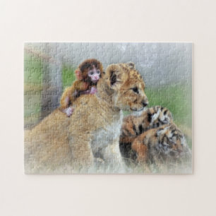 Puzzlespiel mit Geschenkboxen/Tigern und Affen