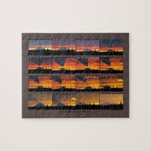 Puzzlespiel vom Mount Rainier mit seinem Schatten