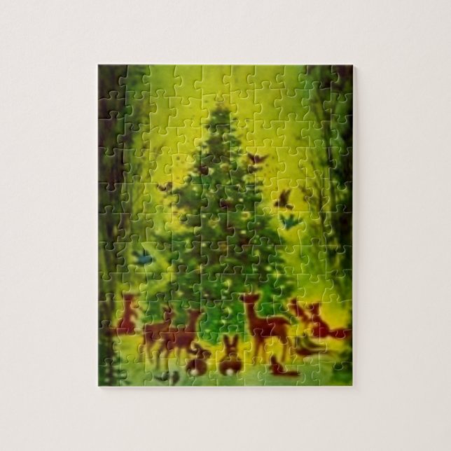 Puzzlespiel, WeihnachtsAnsammlung um einen Baum (Vertikal)