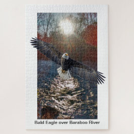 Puzzlespiel, Weißkopfseeadler über Baraboo Fluss