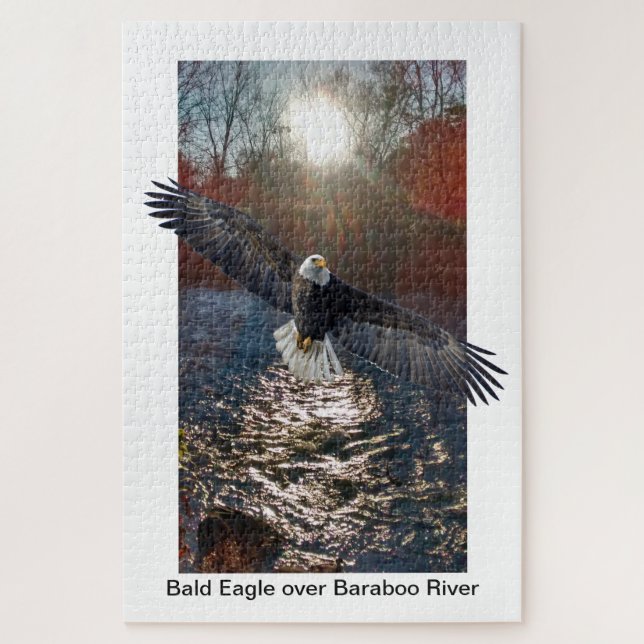 Puzzlespiel, Weißkopfseeadler über Baraboo Fluss (Vertikal)