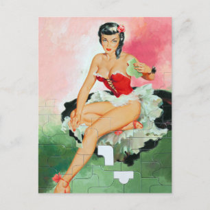 Puzzlestickerin Postkarte
