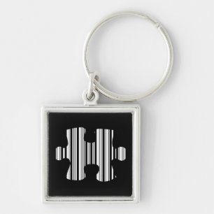 Puzzleteil-Barcode-Musterdesign Schlüsselanhänger