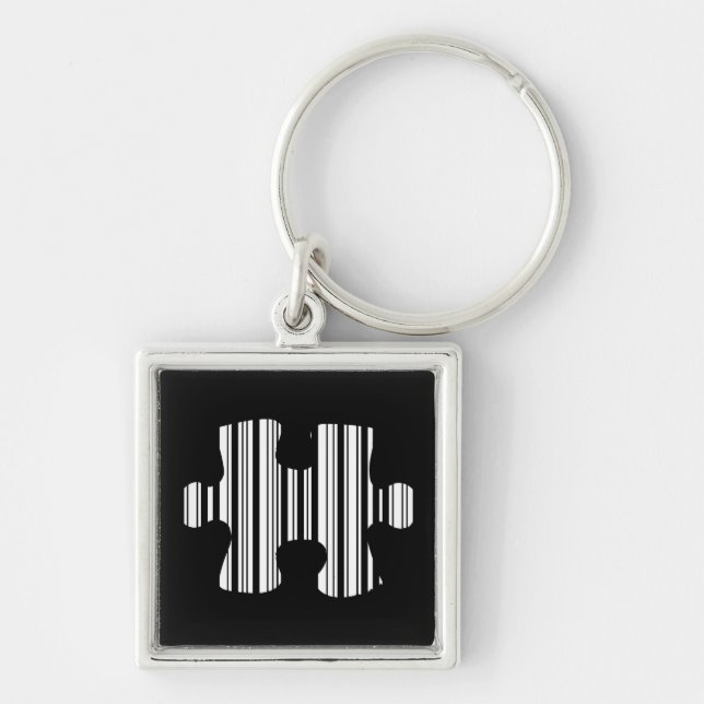 Puzzleteil-Barcode-Musterdesign Schlüsselanhänger (Vorne)