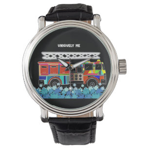 Puzzleteile für Feuerwehrfahrzeuge Armbanduhr