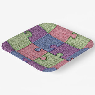 Puzzleteile Mehrfarbig Pappteller