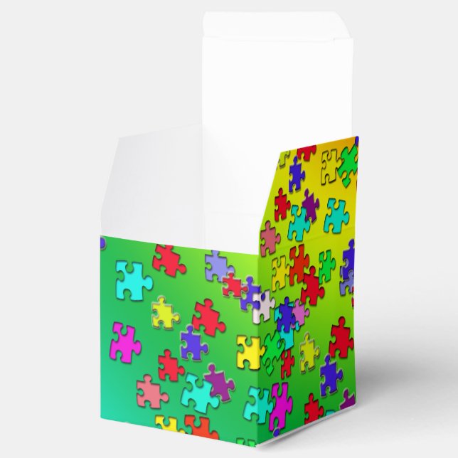 Puzzleteile mit mehrfarbigen Puzzleteilen Geschenkschachtel (Geöffnet)