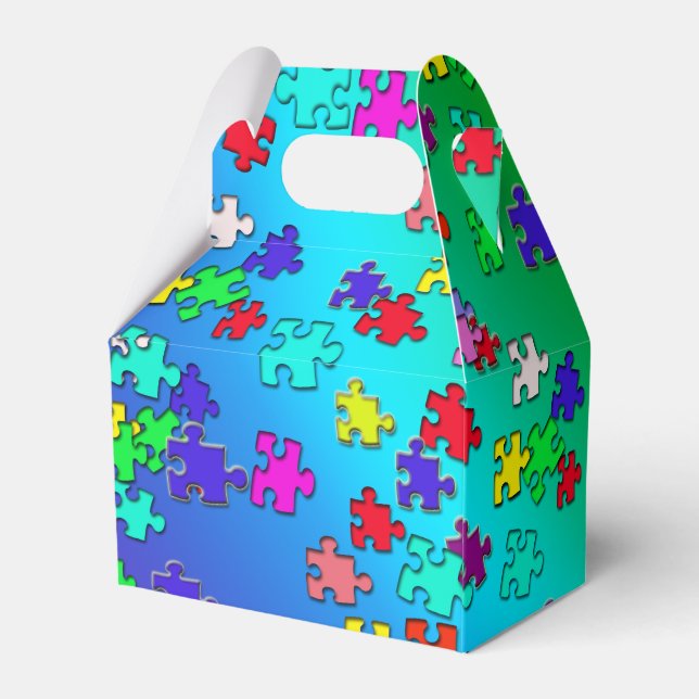 Puzzleteile mit mehrfarbigen Puzzleteilen Geschenkschachtel (Rückseite)