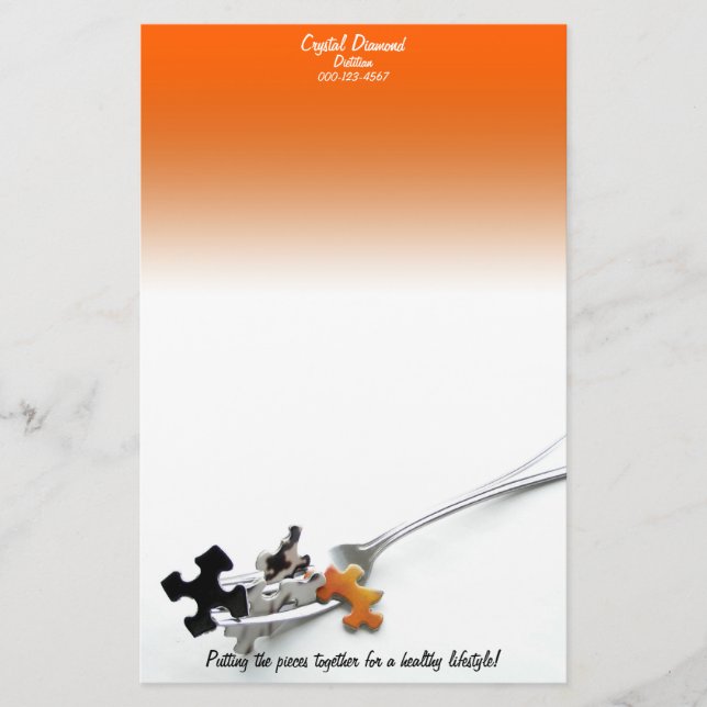Puzzleteile und Gabel Briefpapier (Vorderseite)